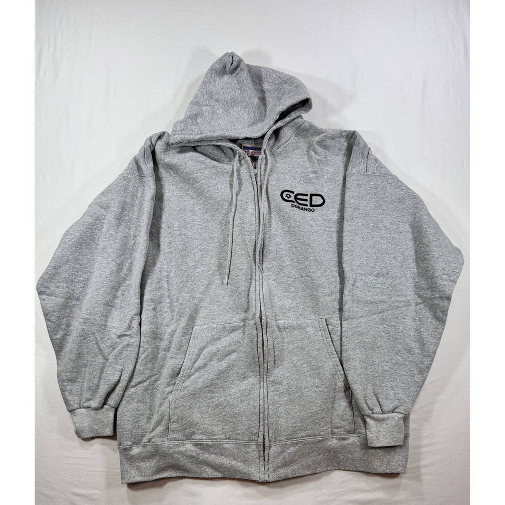 Hanes Ultimate Cotton Full Zip Hoodie Gray CED Durango Graphic Mens XL